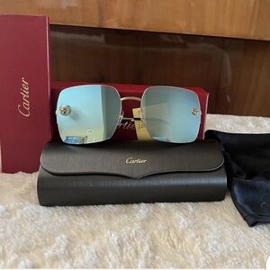Authentic NIB Cartier Square Sunglasses with case, box dust cloth